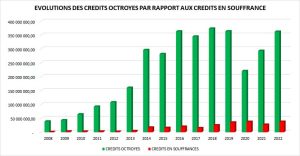 Évolution du portefeuille de crédits de 2008 à 2022